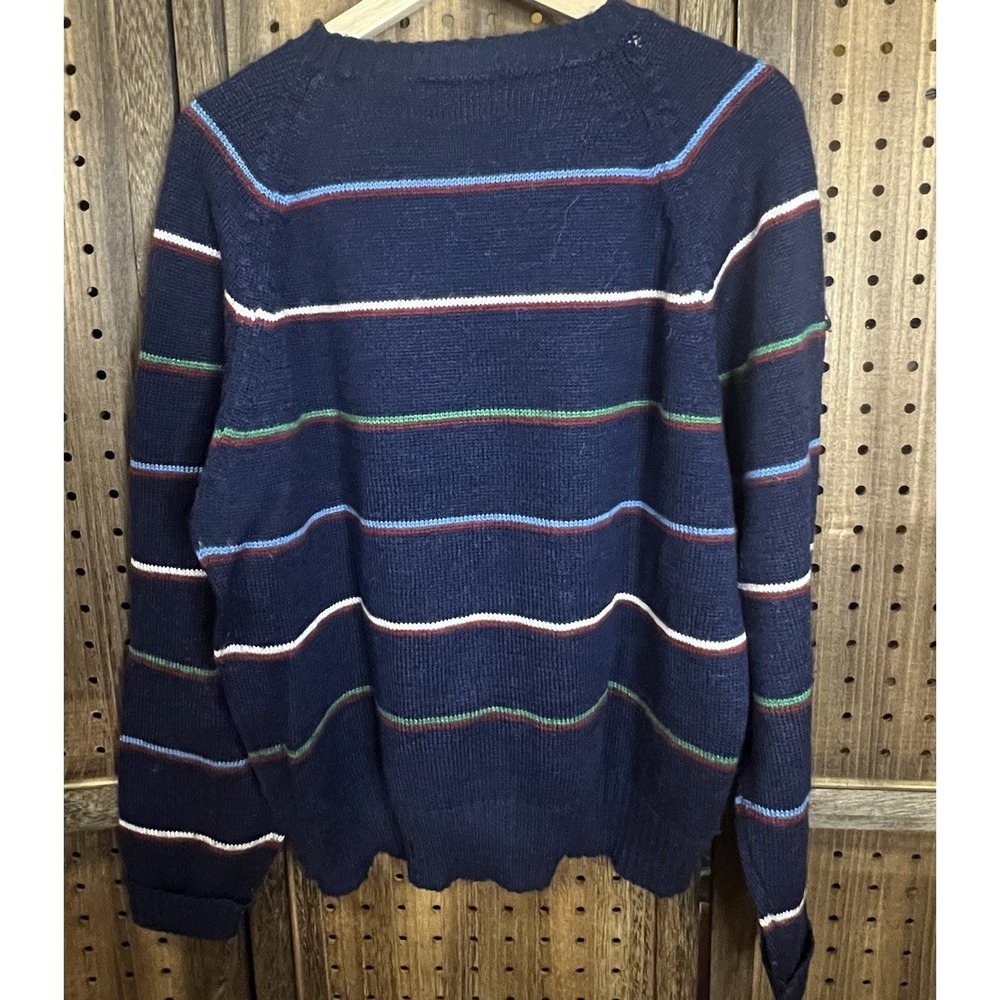 Indian Brand Sweater  XL Navy With Stripes Kurt Cobain Grunge Retro vtg 1980s - Picture 3 of 10